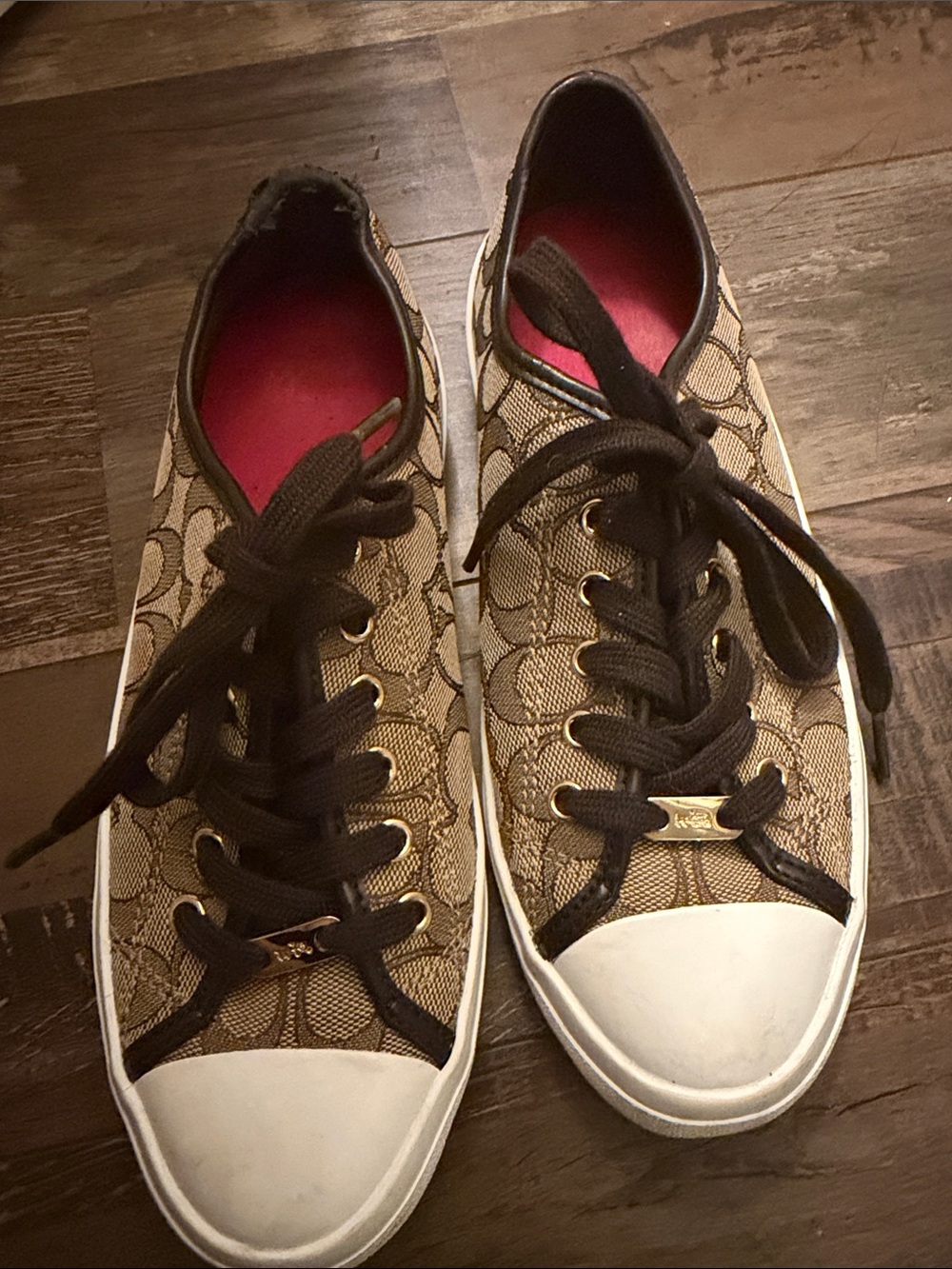 Coach Women’s Brown Signature Canvas Low-Top Sneakers